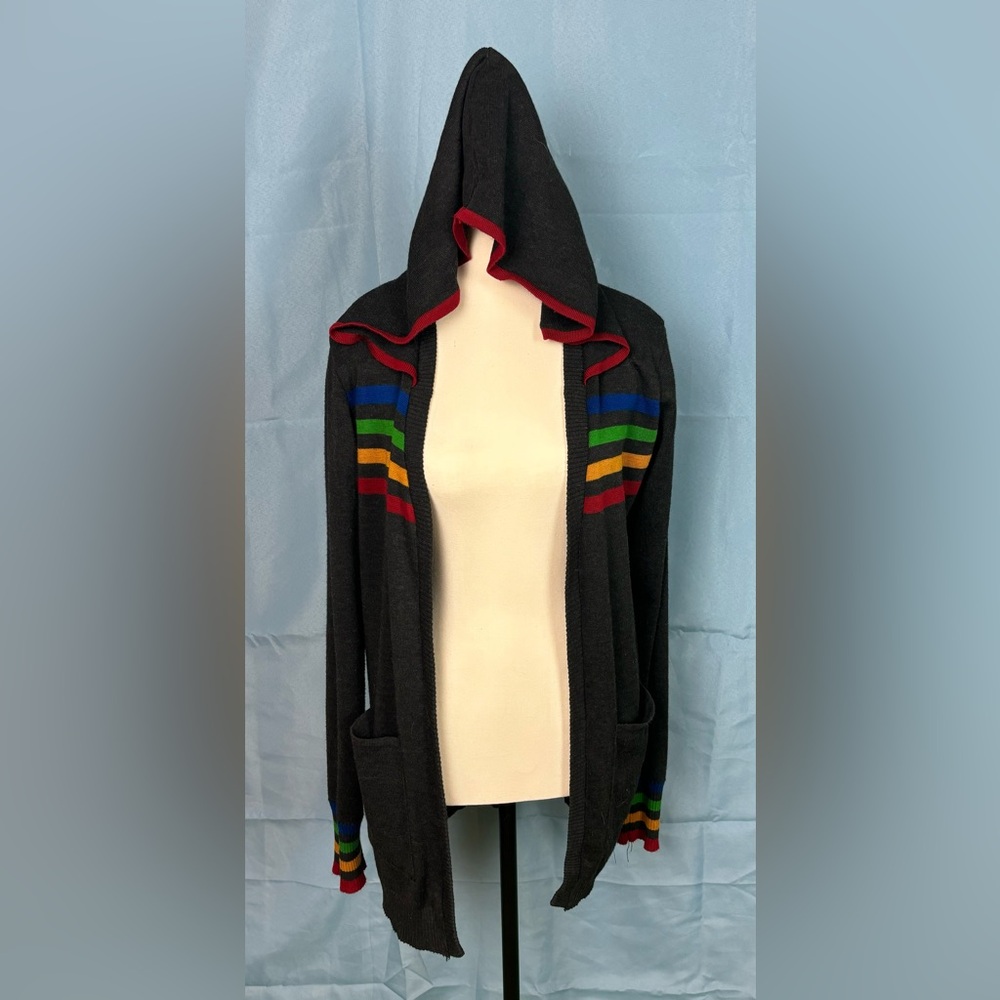 Elhoffer Designs - Rainbow Duster Cardigan with Hood.